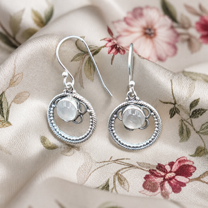 Pendientes Colgantes de Cuarzo Rosa Natural OEM con Halo, Plata de Ley 925, Pendientes Colgantes Circulares Artesanales, Proveedor Mayorista de Joyería para Ella y Mamá - Product Image 6