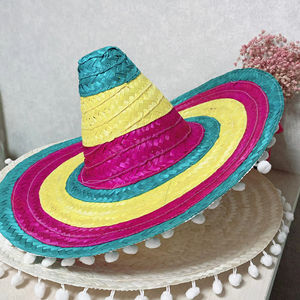 หมวกทรงโซมเบรโรลายทางหลากสีสไตล์เม็กซิกันประดับพู่ห้อย เหมาะสำหรับงานปาร์ตี้ริมชายหาด ฤดูร้อน ท่องเที่ยว ธุรกิจ ตกปลา และเล่นสกี - Product Image 1