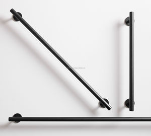 Lujos elegantes modernos personalizados de acero inoxidable negro latón varilla de Metal montado en la pared toallero para hoteles baños fábrica - Product Image 1