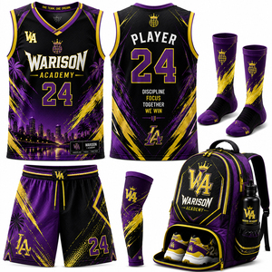 Customized Basketball Uniform Set Sublimation Print 100% Polyester Breathable Unisex Basketball Jersey And Short Set - Product Image 6