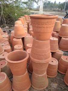 Pot à fleurs classique rond en terre cuite rouge, pots à plantes en terre cuite, plantes vertes pour balcon - Product Image 5