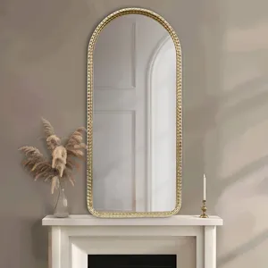 Gold Plated Oval <b>Wall</b> Mirror Hollywood Glam Style Home Decor Accent Mirror for Living Room Bedroom Interior Design - Product Image 1