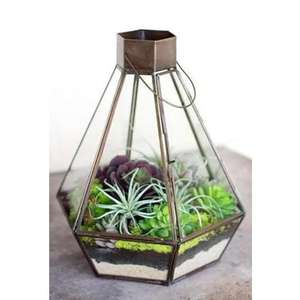 Terrario de Vidrio Multiusos Hecho a Mano con Marco de Hierro Negro, Soporte para Pilar, Decoración para Hogar, Jardín, Bodas y Navidad - Product Image 2