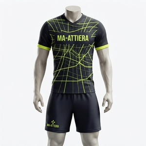 Custom <b>Navy</b> Neon Green Soccer Jersey Shorts <b>Socks</b> Set Football Teamwear Sports Uniform Wholesale OEM Manufacturer Supplier - Product Image 1