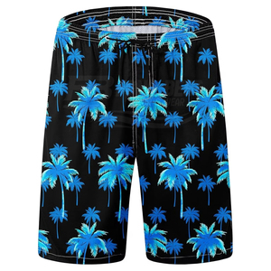 Shorts de bain unisexes à séchage rapide, sublimés, style hawaïen, couleur unie, taille élastique, respirants, en polyester/coton tricoté - Product Image 4