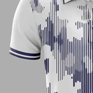 เสื้อยืดผู้ชายสีดำ-น้ำเงิน ลายเรขาคณิต พิมพ์ลายแบบ Sublimation แขนสั้น ระบายเหงื่อได้ดี ทรงปกติ น้ำหนักเบา ต้านเชื้อแบคทีเรีย ด้านหน้า - Product Image 4