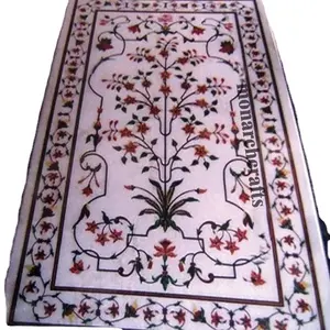 Best quality Indian handmade marble inlay dining top table for home decoration at cheap price