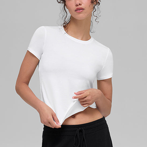 Women's Custom Color Crop <b>Top</b> T Shirt Short Sleeve Summer Casual Tee Wholesale Fashion Apparel Cheap Price OEM Wholesale - Product Image 6