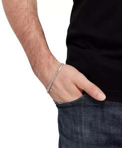 Pulsera de Eslabones Cubanos para Hombre en Plata Esterlina y Plata Esterlina Chapada en Oro 18k | Macy's - Product Image 3