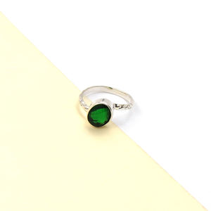 Handmade <b>Emerald</b> Statement <b>Ring</b> – <b>Emerald</b> Oval Gemstone <b>Ring</b> Checker Cut, <b>Silver</b> Plated Matte Finish, Minimalist Boho <b>Rings</b> - Product Image 4