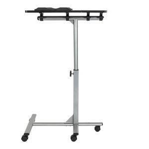 Bureau d'ordinateur amovible multifonctionnel à cinq roues pour usage domestique, noir et argenté, XH Lifting - Product Image 2