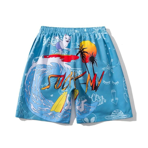 Shorts de bain pour hommes en toile 100 % polyester, design de haute qualité, taille élastique, shorts de plage pour hommes en stock - Product Image 2