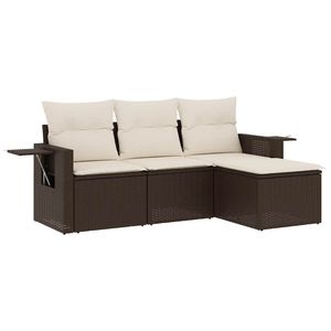 Grand ensemble de canapés de jardin pliables en rotin PE marron - Product Image 2