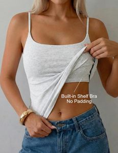 Camiseta sin mangas ajustada para mujer, de mezcla de algodón suave, elástica, acanalada, con tirantes finos, sin mangas, informal, básica, OEM - Product Image 5