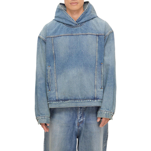 Sweat à capuche pour homme en coton/polyester de haute qualité, streetwear d'hiver, impression en relief sur denim lourd, sweat à capuche personnalisé - Product Image 1