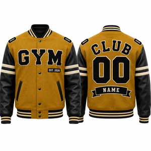 Gym Club Varsity <b>Jacket</b> Men's Polyester <b>Fleece</b> <b>Lined</b> Zipper Closure Embroidered Letter Front Back Custom Name Number Winter - Product Image 1