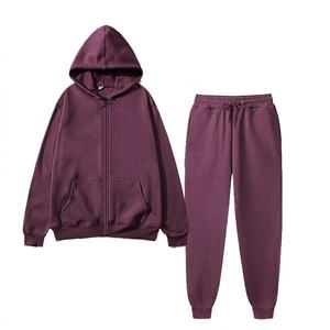 Conjunto Deportivo Unisex Azul Claro con Capucha y Cordón, Manga Larga, Color Sólido, Pantalones Casuales Transpirables de Algodón, Ropa Deportiva de Invierno - Product Image 2