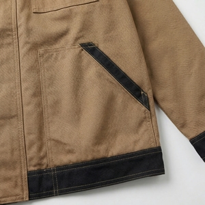 Khaki Black Contrast Utility Jacket| Workwear Button Up Jacket| Oversized Multi Pocket Streetwear Coat | Custom OEM Manufacturer - Product Image 5