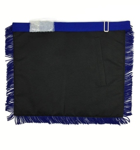 Tablier de Maître Maçon Bleu Royal avec Broderie Main du Roi et du Compas, en Cuir Blanc avec Cordons – Régalia Maçonnique Premium - Product Image 2