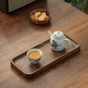 Plateau de service artisanal en bois d'acacia naturel de qualité supérieure, personnalisable, compatible lave-vaisselle et micro-ondes, finition thermolaquée, moderne - Product Image 3