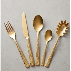 Juego de Cubiertos Modernos en Dorado Mate, Resistentes al Óxido, de Metal, para Decoración de Bodas y Cenas, Hechos a Mano - Product Image 1