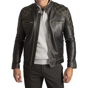 Chaqueta de Cuero de Invierno para Hombre, a la Moda, con Cierre, Tela No Tejida, Resistente al Viento e Impermeable, Talla Adulto, Diseño Sólido, Precio Razonable - Product Image 1