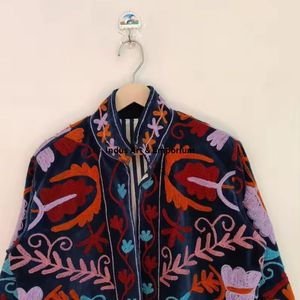 Indian Handmade Suzani Cotton Jacket Hand Embroidered Short Jacket Unisex <b>Coat</b> Handmade Suzani Short Jacket - Product Image 2