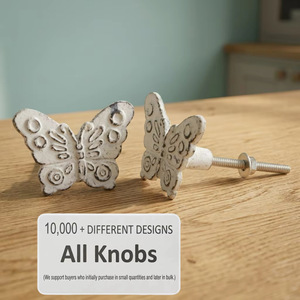 Ba Butterfly Cast Iron Furniture Knobs Rustic <b>White</b> <b>Drawer</b> Handle for Home Office Outdoor Hotel Eco-Friendly Durable Design - Product Image 4