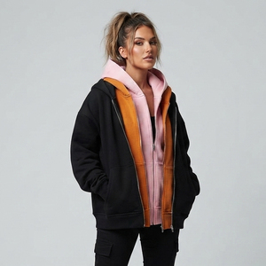 Women 3 Layer Fashion Hoodie Winter Street Zipper Drop Shoulder Hoodies Women Heavyweight 3 Layer Hoodie Women's - Product Image 6