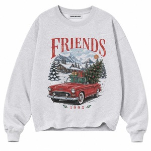 Sudadera Unisex con Cuello Redondo de Friends MFG Group, Estampado Navideño de Auto Rojo, Corte Regular, Informal de Invierno, Diseño Personalizado - Product Image 3