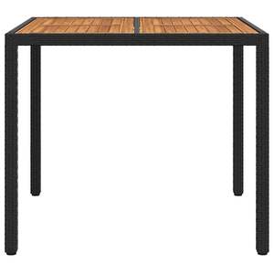 Tavolo da giardino in polyrattan per esterni nero 35,43 x 35,43 x 29,53 pollici - Product Image 3