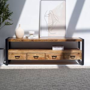 Mueble de TV de Diseño Industrial Vandana Lunaris Nova, Consola de Entretenimiento Moderna de Metal y Madera - Product Image 1