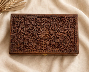 Factory price hand carved <b>wooden</b> jewelry <b>box</b> antique brown mango wood keepsake storage organsizer <b>box</b> - Product Image 1