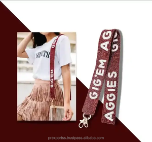 Elegant Go Dawgs Beaded Bag <b>Strap</b> Handmade Embroidery Purse Belt <b>Adjustable</b> Shoulder Crossbody Custom Seed Beads Wholesale - Product Image 4