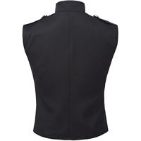 Gilet militaire rouge pour hommes adultes, col montant, fermeture boutonnée, broderie dorée, coupe ajustée, manches longues, imprimé lettres