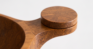 Walnut Finished <b>Mango</b> <b>Wood</b> Serving <b>Bowl</b> Round Salad <b>Bowl</b> with Integrated Wooden Handle and Top Knob Grip - Product Image 3