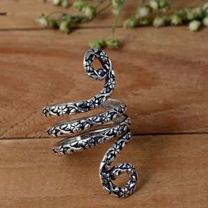 handmade Arthritis <b>Silver</b> Open Band <b>Ring</b> with Celestial Star Design Handmade Tribal <b>Statement</b> Jewelry - Product Image 2