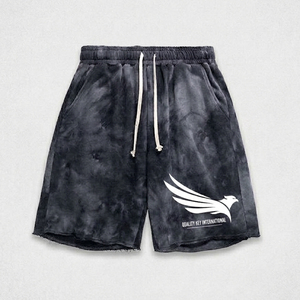 Shorts Tie-Dye de Haute Qualité avec Impression Personnalisée, Décontractés, Taille à Cordon, Style Urbain, Sportif, Coupe Droite - Product Image 1