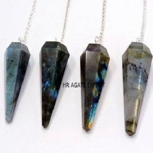 Péndulo de radiestesia Reiki de Chakra de energía facetada de piedras preciosas de cristal de piedra de ágata natural para curar péndulos al por mayor - Product Image 2