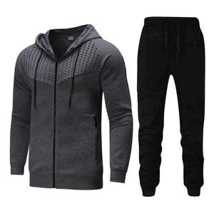 <b>Pink</b> Men's Plus Size 100% Cotton Solid Winter 2 in 1 Tracksuit <b>Set</b> Hooded Sweatshirt Jogger Pants Fleece Casual <b>Gym</b> Outfit - Product Image 1