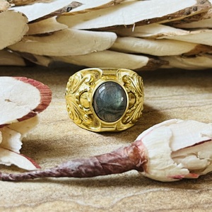 New Arrival Boho Brass <b>Labradorite</b> <b>Ring</b> Filigree Design1 8k Gold Plated <b>Ring</b> Chunky Statement Cock Tail Wholesale <b>Ring</b> For Women - Product Image 5
