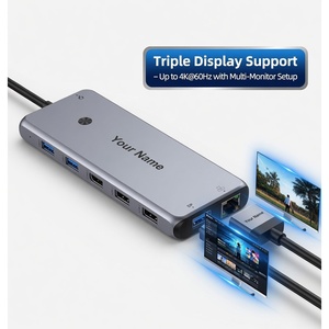 LIONWEI 13-in-1 USB C Docking Station ขายส่งฮับเชื่อมต่อจอแสดงผลสามจอพร้อมพอร์ต HDMI VGA Ethernet คู่ และพอร์ต USB 8 พอร์ตสำหรับแล็ปท็อป - Product Image 3