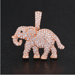 Collar con Colgante Personalizable de Plata 925 Chapado en Oro Rosa, Estilo Hip Hop, con Diamantes Naturales en Forma de Elefante, Joyería de Regalo para Fiestas - Product Image 6