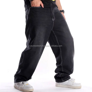 Pantalones vaqueros holgados de mezclilla personalizados Pantalones vaqueros holgados informales para hombre Pantalones vaqueros clásicos retro holgados de hip hop Vintage - Product Image 3