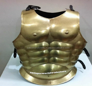 Armadura Medieval Romana CH con Placa Pectoral Musculosa, Chaqueta de Esmalte Suave, Latón Antiguo Pulido, Grabado en Relieve, Arte Coleccionable de Metal - Product Image 1