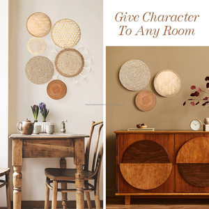 Cestas colgantes de pared redondas de paja para el hogar, cestas de gran tamaño para decoración del hogar, hecho a mano, 9 unidades - Product Image 4