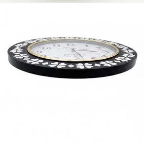 Horloge murale de luxe moderne de haute qualité, ronde, en résine et os incrustés, design géométrique, pour la décoration de la maison, salon, décoration intérieure - Product Image 4