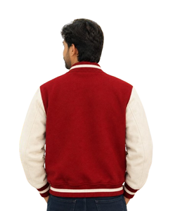 Chaqueta Varsity para Hombre con Bloques de Color, Cuello Alto, Botones a Presión, Aplique de Letra R, Estilo Preppy, Chaqueta de Béisbol - Product Image 3