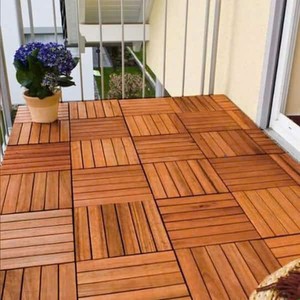 Azulejos de cubierta de madera de Acacia antideslizantes modernos DIY 300*300mm lisos para decoración de jardín interior y exterior, para terraza y patio trasero - Product Image 4