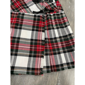 Jupe écossaise Stewart pour femme, mini-kilt plissé rouge à carreaux avec boucle, vente en gros - Product Image 5